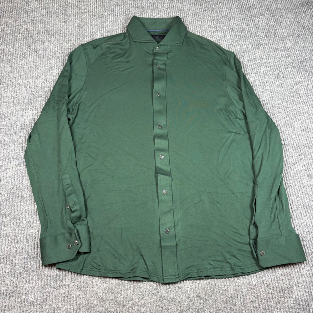 Greyson Shirt Mens XL Woven in Italy Green Long Sleeve Button Down Golf Casual